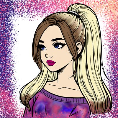 realistic girl with a high ponytail