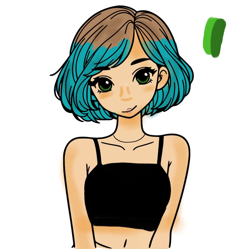 girl with short hair with crop top on