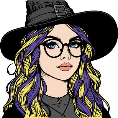 a witch with glasses realistic