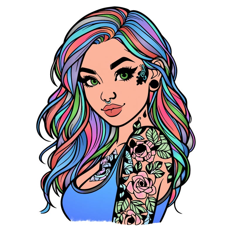 realistic girl tattooed