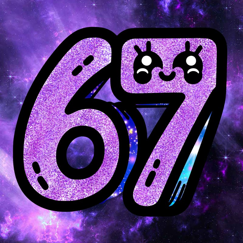 the numbers 67
