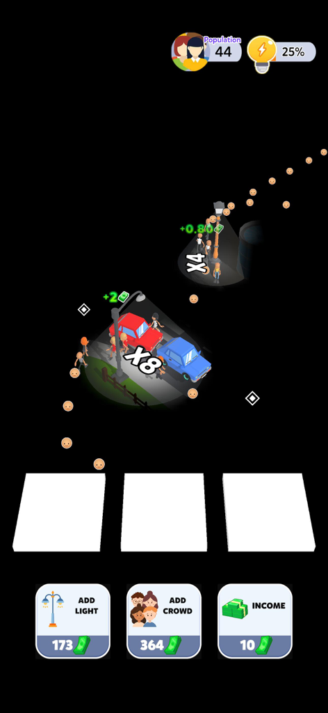City Lights 3D - Capture d'écran du gameplay de City Lights 3D montrant des rues illuminées avec des voitures et des foules