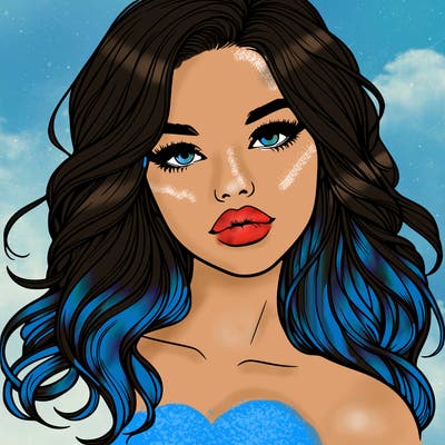 realistic girl with hair and lips