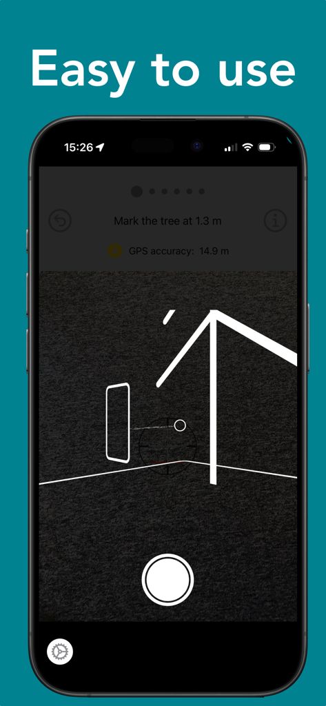 Arboreal - Tree Height - Smartphone screen showing the Arboreal app interface with AR tools for measuring a tree