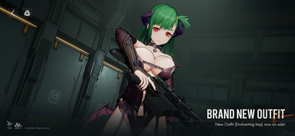 Anime character in Enchanting Imp outfit holding a sniper rifle in Girls Frontline 2 Exilium