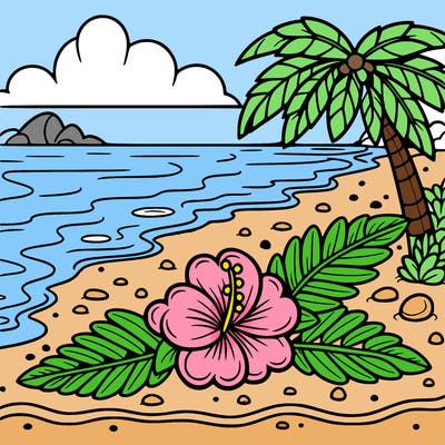 hawaiian flower on a beach