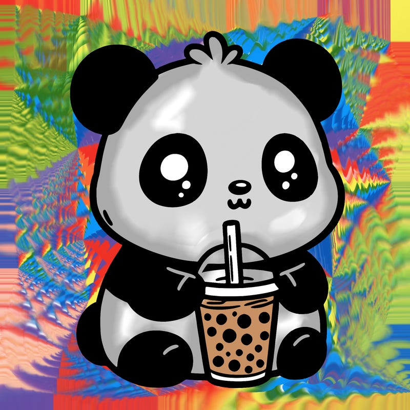 panda driking boba