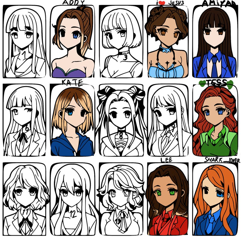 girls that look diffrent anime