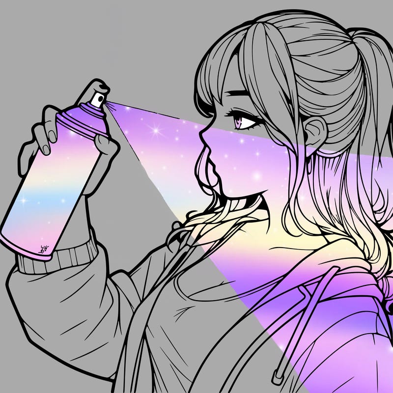 a realistic girl spray, painting