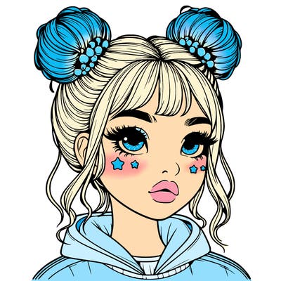 realistic girl with space buns