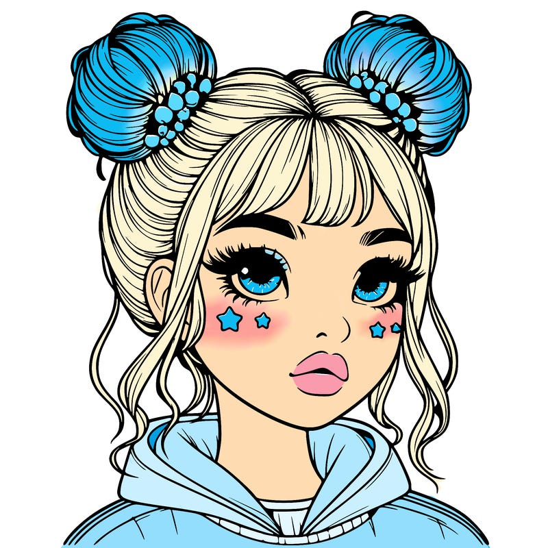 realistic girl with space buns