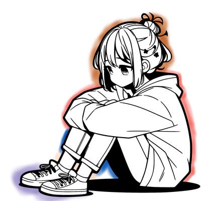 sad anime girl sitting alone