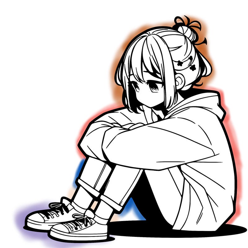 sad anime girl sitting alone