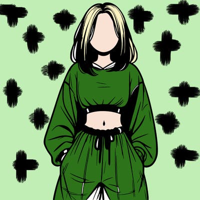 realistic girl faceless with baggy pants and a crop top