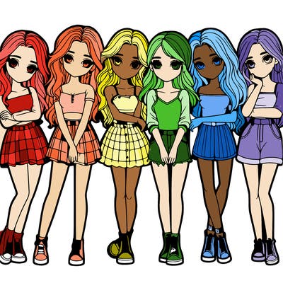 a group of girls realistic