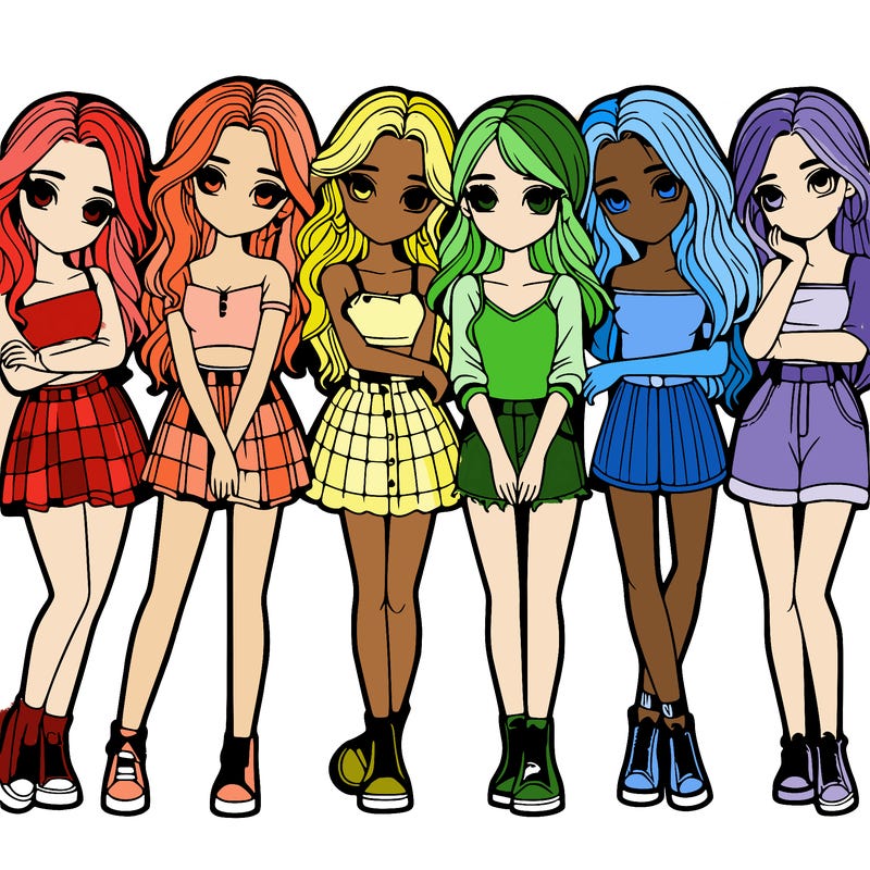 a group of girls realistic