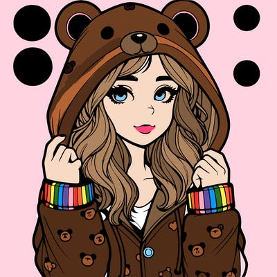 realistic girl in a animal pjs hoodie