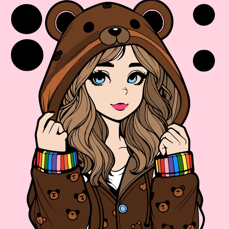 realistic girl in a animal pjs hoodie