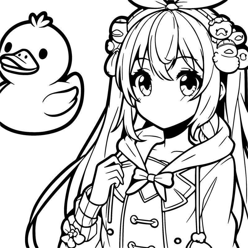 anime girl with duck accessories