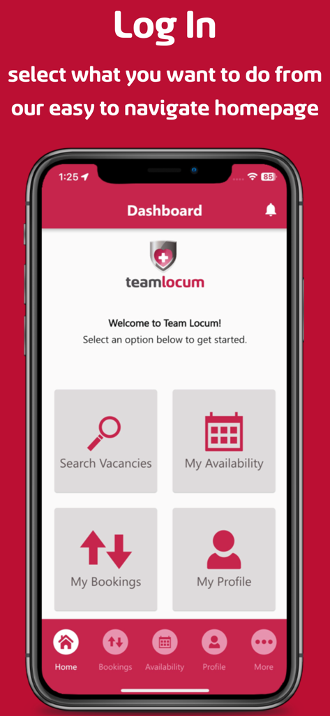 Team Locum - Team Locum app dashboard for managing healthcare shifts and availability