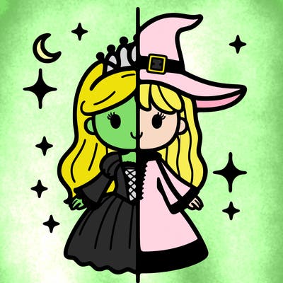 split princess and witch