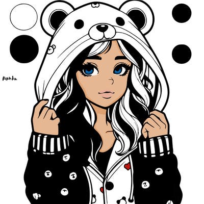 realistic girl in a animal pjs hoodie