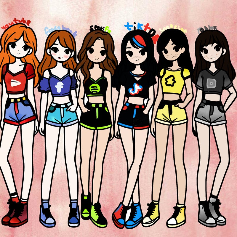 a group of girls wearing crop tops and shorts