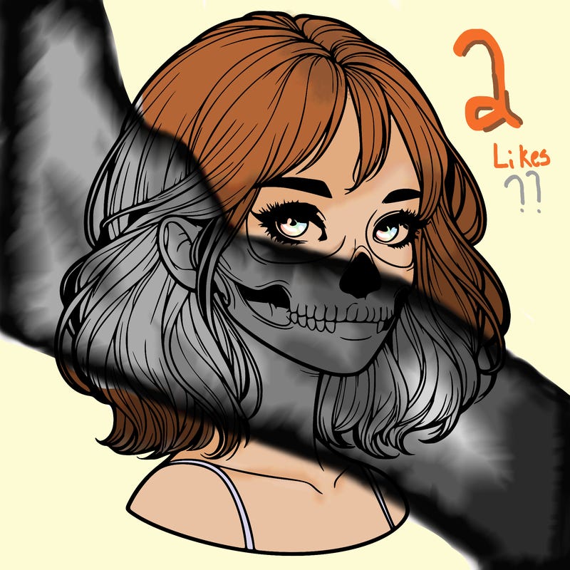 realistic girl with skull