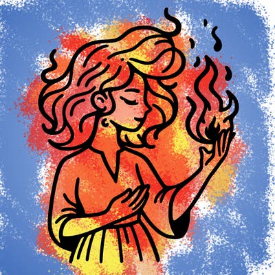 woman with fire