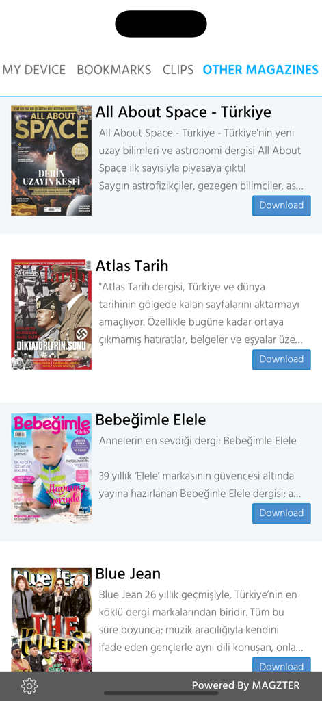 Ekonomist - Interface of the Ekonomist app showing a list of other Turkish magazines available for download
