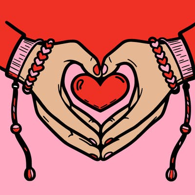 heart hands with friendship bracelets