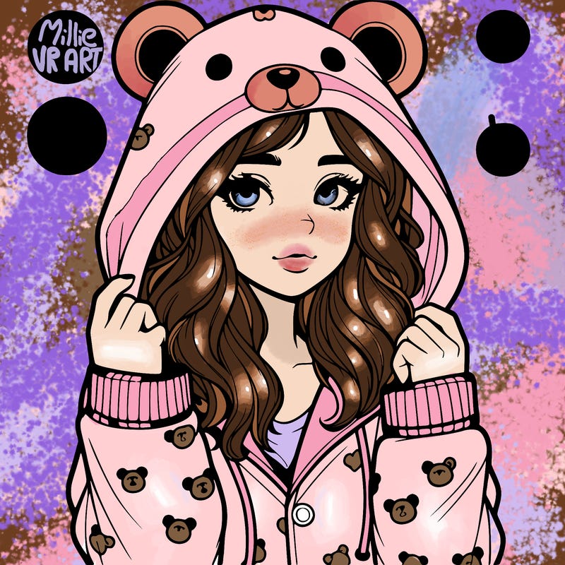 realistic girl in a animal pjs hoodie