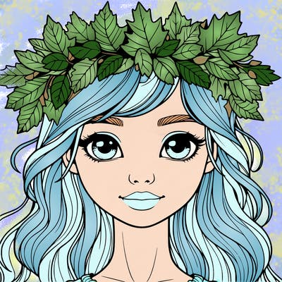realistic girl with fall leaf crown
