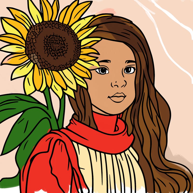 girl holding a sunflower
