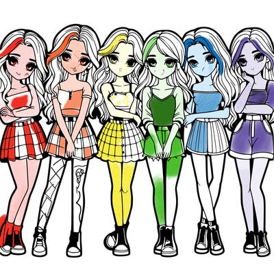 a group of girls realistic