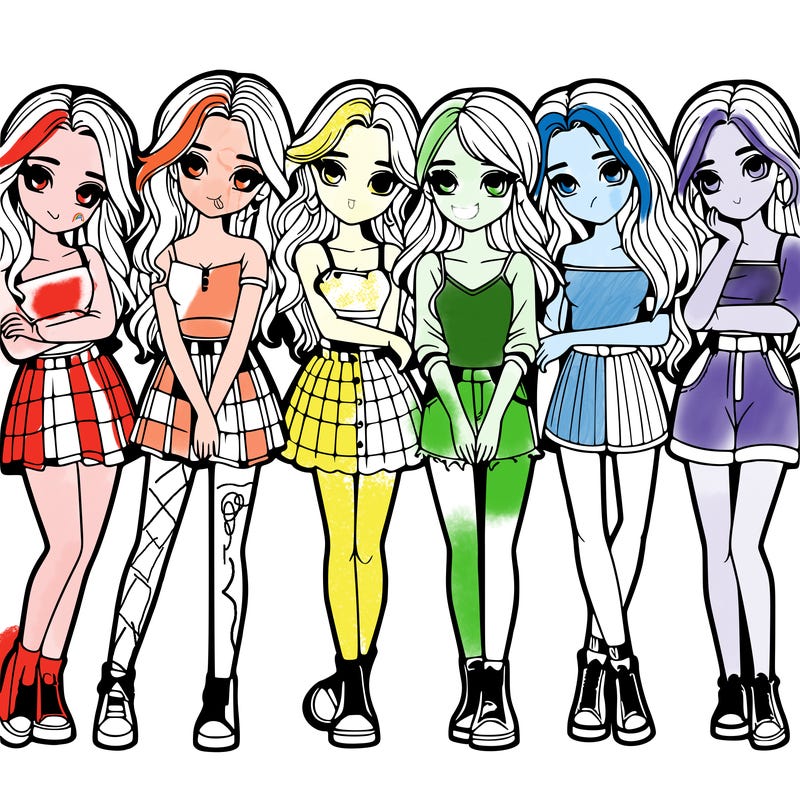 a group of girls realistic