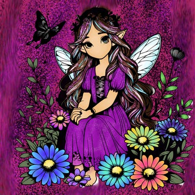 realistic fairy with flowers