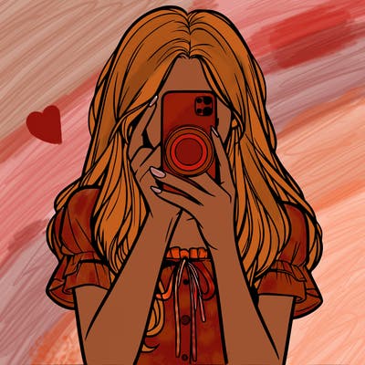 a realistic girl holding her phone taking pictures