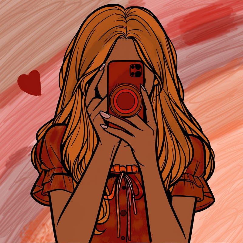 a realistic girl holding her phone taking pictures
