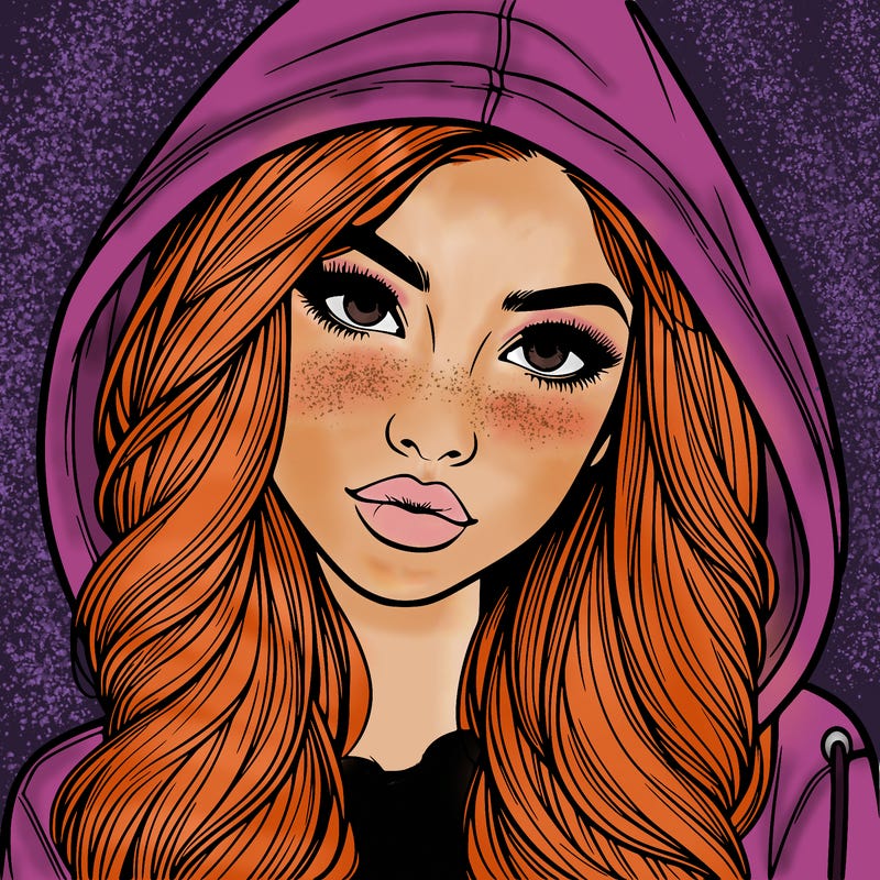 realistic beautiful girl with a hood on