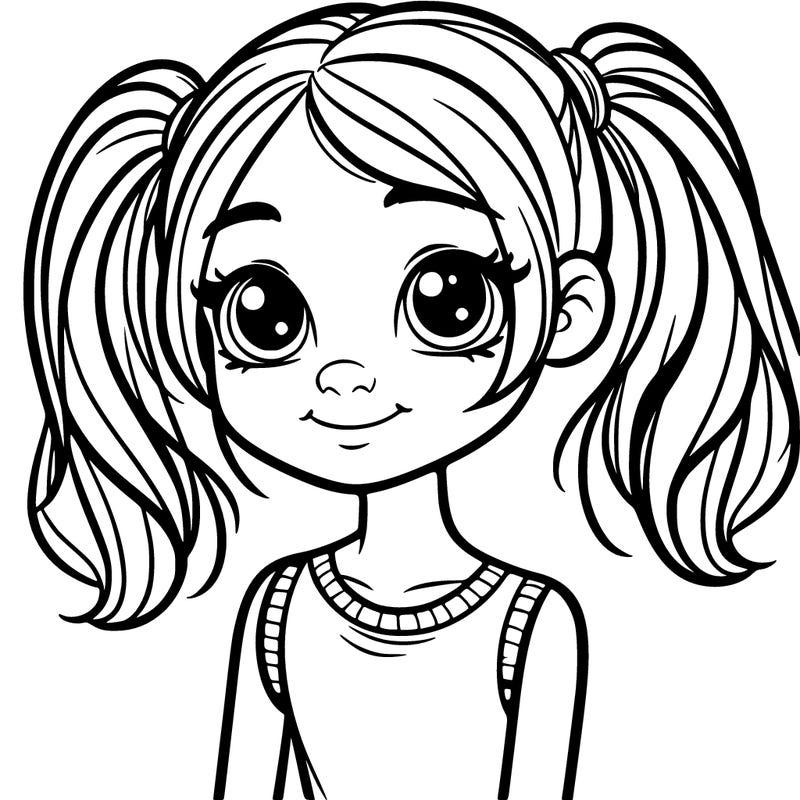 teenage girl with pigtails