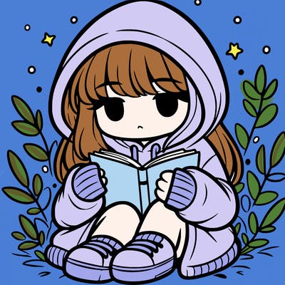girl in oversized hoodie reading a book