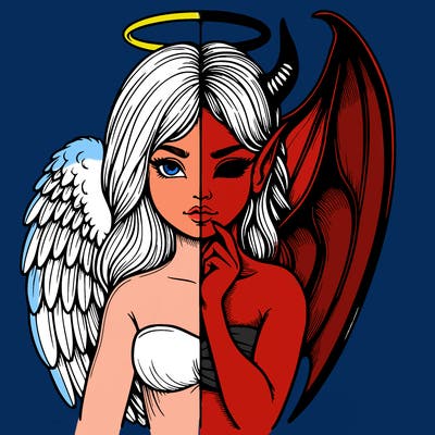 realistic angel half demon