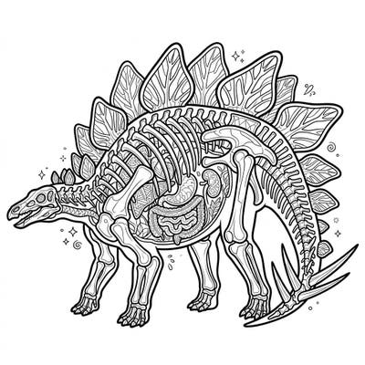 Dive deep into the prehistoric world with this unique Stegosaurus anatomy coloring page, designed specifically for curious teens. Discover the intricate skeletal and organ systems of this iconic dinosaur through a challenging and educational art experience.