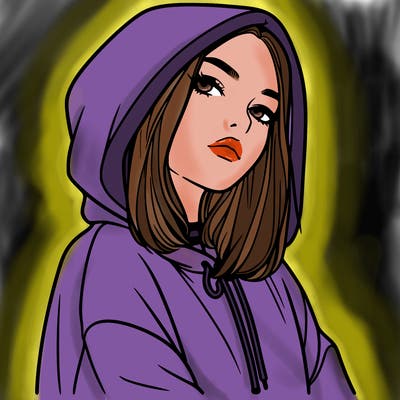 a realistic girl in a hoodie