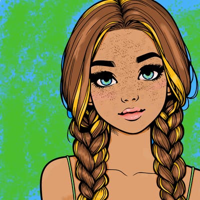 realistic girl with braids