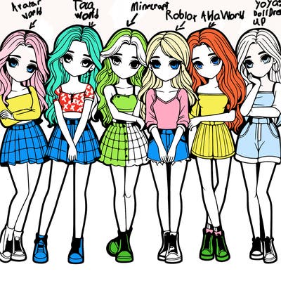 a group of girls realistic