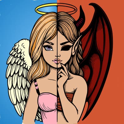 realistic angel half demon