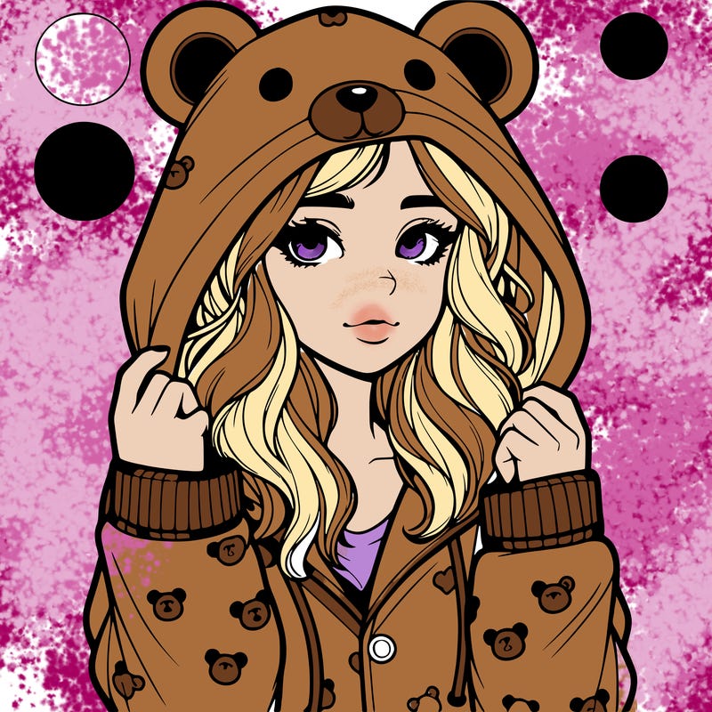 realistic girl in a animal pjs hoodie