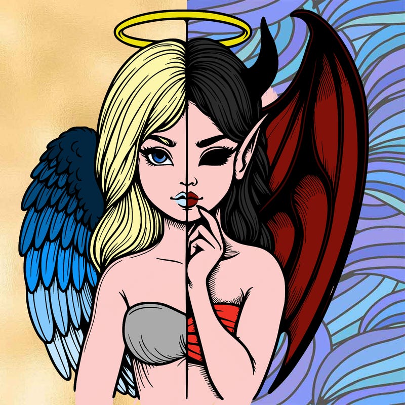 realistic angel half demon